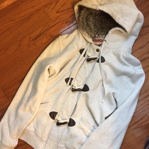 Roxy zip up hoodie with toggles and faux fur hood